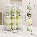 24-piece 6cm sage green Christmas ball ornaments set with diverse textures and finishes - Cream Green / 6cm 24pcs Set