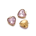 Detail of pink crystal heart pendants with gold-plated backing for DIY jewelry making - Pink Heart Pendant (13*15mm)