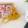 Cute yellow plush bunny crossbody bag for kids with soft fleece texture and embroidery - Yellow Rabbit
