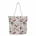 Nurse themed large canvas tote bag with pink medical print and white cotton rope handles - Nurse Theme Icons All-over Print Style (ms4541)