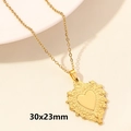 Vintage 18k gold plated heart pendant necklace with baroque engraving, 30x23mm size - Gold Hollow Filigree Heart (S548-G)