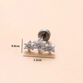 Pendiente de cartílago flor luna plateado con circonitas, medidas 1,2 cm x 0,6 cm - Plata 8#