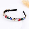 Cerchietto nero di lusso con strass quadrati colorati e cristalli eleganti - Colorato