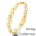 Detalle de la pulsera de cadena con eslabones H dorados para hombre y cierre magnético - Estilo B (KB207560-ZCG) / Dorado