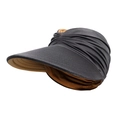 Women's double-sided sun visor hat in dark grey and tan with a wide-brim design - One Size / Dark Grey+Camel