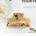 Star shaped clear acrylic hair claw with gold sequins and festive Christmas tree charms - Clear Gold (Tree/Candy/Bell)
