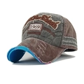 Vintage washed baseball cap in dark grey and coffee with Rock Shark embroidery - Coffee