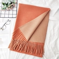Elegant orange and beige reversible cashmere-style scarf with classic fringe tassels - 23# Rice Red