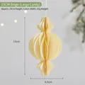 Beige honeycomb paper candy-shaped hanging ornament for Christmas decor, size 15x8.5cm - 15CM / Large Lollipop Ornament / Beige
