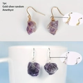 Handgefertigte Amethyst Kristall Ohrhänger mit 18K Gold- und Silberdrahtwickelung - Gold Violetter Kristall
