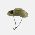 Army green outdoor sun hat with adjustable chin strap and reinforced side stitching - M / Army Green