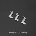 Silver alloy letter L pendant with sparkling rhinestones for DIY jewelry making 17x10mm - Letter L (10 Pcs)