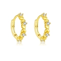 925 sterling silver rhombic hoop earrings in gold finish with clear zircon stones - 925 Silver / Gold Style (MME1170-2)