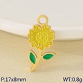 Gold stainless steel sunflower charm with yellow and green enamel finish 17x8mm size - Classic Sunflower Style (KLJ9638-ZLA)