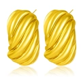 Elegant gold twisted croissant dome stud earrings with a polished mirror finish for women - Vintage Spiral Twist Hoop