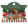 5-piece Christmas beaded bracelet set with red green white beads and snowflake charm - Snowflake Letter Bead Style (MY2698-3)