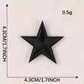 Black embroidered star patch for clothing with 4.3cm size detail and textured finish - Black Five-Pointed Star (G1L-A-2-5 Iron-On)