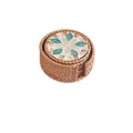Handmade rattan coaster set with 10cm blue shell flower inlay and storage box - Blue White Flower Set of 6 (10cm)