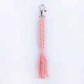 Portachiavi in cotone intrecciato rosa fatto a mano con gancio in metallo argento - Rosa Chiaro
