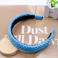 Handmade sky blue braided headband with thick cotton weave and non-slip inner lining - 3cm*14cm / Moonlight Blue