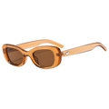 Retro oval tea sunglasses in amber frame with silver star detail for Y2K style - Transparent Tea Frame Tea Lens
