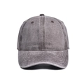 Detail of dark grey washed cotton baseball cap showing reinforced stitching and eyelets - Coffee