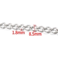 Silver stainless steel oval link chain with 1.8mm wire diameter and 8.5mm width - Steel Color Side Indent Chain 8.5mm