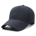 Navy blue breathable baseball cap for men with laser-cut vents and mountain sport logo - Adjustable / Navy Blue