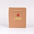Brown kraft paper gift bag with woven handle and small red rose decor for jewelry - Bag 21*27*6cm