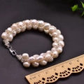 Elegant woven natural pearl bracelet with 18k gold plated clasp in pearl white - 19cm / White Freshwater Pearl Bracelet