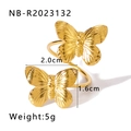 Details zum 18k vergoldeten Schmetterlingsring mit Maßen 2,0cm x 1,6cm und 5g Gewicht - Einstellbar Offen / Geprägter Doppel Schmetterling Stil (NB-R2023132)