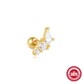 S925 sterling silver gold-plated evil eye lab opal cartilage stud with zircons - Gold #9