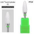 Embout ponceuse ongle céramique PT19 forme torche pour manucure professionnelle - PT19 Cylindre Torche Gros (C)