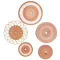 Set di 5 decorazioni da parete in rattan naturale intrecciato a mano in stile nordico - Set da 5 pezzi / Set di sospensione in rattan intrecciato 1