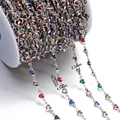 Macro detail of multicolored heart-shaped crystal rhinestone chain for DIY jewelry craft - 1 Meter/Pack / White K Style 07 (Heart)