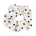 Elastic white scrunchie with black polka dot pattern for elegant ponytail styling - 13cm Polka Dot / Cream White Polka Dot