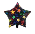 Star shaped black foil balloon with colorful stars and ribbons for party decoration - Colorful Black Star Balloon