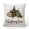 Weihnachts-Kissenbezug aus Leinen mit Ornamenten und Christmas Time-Aufdruck - Ornamente Druck/Christmas Time