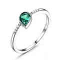 Classic 925 sterling silver ring featuring a pear-cut green gemstone and side stones - Size 5 / Pear Shape Green Gemstone Style (RUJ036E-1)