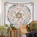 Bohemian floral mandala tapestry hanging in cozy room with rattan chair and pillows - 73X95CM (Cross-border Brushed Style) / Bx-21022 Pink Orange