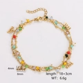 Detail of gold double-layer chain with colorful beads and Love charms, 18+3cm length - LOVE Letter