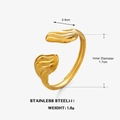 Anillo abierto minimalista de acero inoxidable dorado con diseño ondulado - Dorado