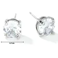 Mini clous en argent avec zircons ronds de 0,7 cm et monture à 4 griffes - Blanc Clair/Argent (0.7cm)