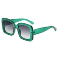 Translucent dark green oversized square sunglasses with gradient grey purple lenses - Green