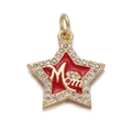 14K gold plated star pendant with red enamel, clear crystals and Mom inscription - Mom Star