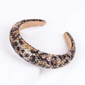 Cerchietto imbottito con strass motivo leopardato marrone e perline lucide decorative - Stampa leopardata