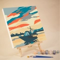 DIY digital oil painting kit with sunset boat canvas, 12 colors and 3 brushes - 20x20cm Framed Kit / VN55-BD55 Sunset Boat