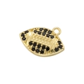 Elegant gold-plated rugby ball pendant featuring sparkling black rhinestones for jewelry - VD1536 Gold Black Zirconia (Rugby)