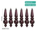 Set of 6 dark burgundy ribbed Christmas icicle ornaments made of durable PVC - Style 06-Burgundy Vertical Ribbed Pendant