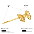 Golden stainless steel bow hair clip, waterproof and hypoallergenic hair accessory - Bowknot Style (NB-H1007) / 18K Gold / Gold